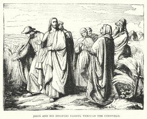 Jésus et ses disciples traversant le champ de blé (gravure) - English School