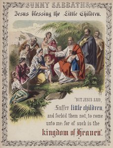 Jésus bénissant les petits enfants (gravure en couleur)