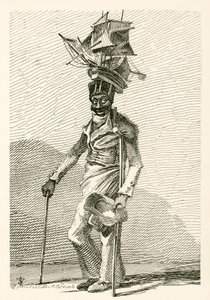 Joseph Johnson, un marin noir, avec un modèle du navire Nelson sur son chapeau - English School