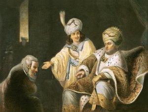 Joseph amenant son père Jacob pour rencontrer Pharaon