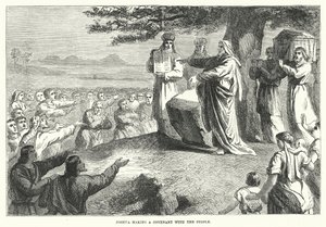 Josué faisant une alliance avec le peuple (gravure) - English School
