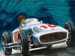 Juan Manuel Fangio conduisant une Mercedes-Benz