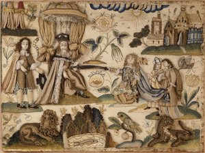 Le roi Assuérus et la reine Esther, vers 1660 (soie, fils métalliques et isinglass)