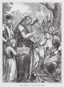 Le roi Alfred dans le camp danois (gravure) - English School