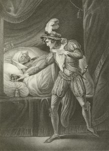 Le roi Henri IV et le jeune prince Hal, sur le point de prendre sa couronne - English School