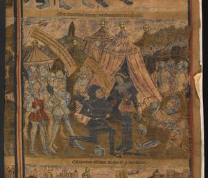 Le roi Henri VI capturé après la bataille de Northampton, de la vie typologique et généalogie du roi Édouard IV, Harley MS 7353