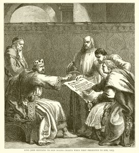 Le roi Jean refusant de signer la Magna Carta lorsqu