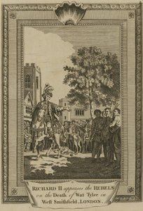 Le roi Richard II apaise les rebelles à la mort de Wat Tyler à West Smithfield, Londres - English School