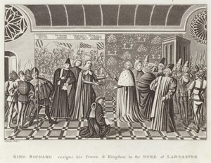 Le roi Richard abdique sa couronne et son royaume au duc de Lancastre - English School