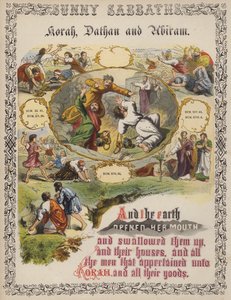 Coré, Dathan et Abiram (gravure en couleur) - English School