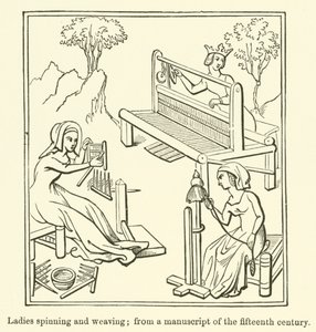 Dames filant et tissant, d