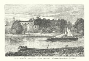 Villa de Lady Howe et grotte de Pope (gravure) - English School