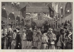 Le bal costumé de la jubilation de Lady Roberts à Simla (gravure) - English School