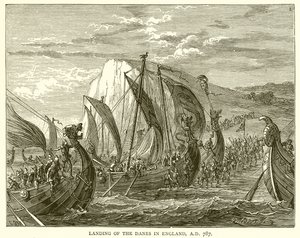 Débarquement des Danois en Angleterre, 787 après J.-C. - English School