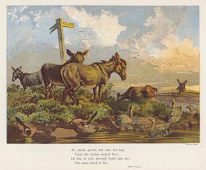 Paysage avec ânes et oiseaux