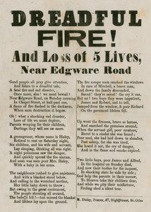 Brochure avec vers concernant un incendie près de Edgware Road, Londres - English School