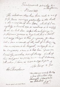Lettre de Charles II au chancelier Lord Clarendon, 7 juin 1662