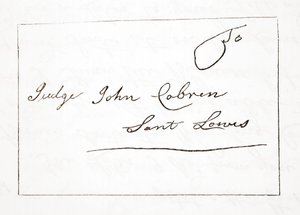 Lettre de Daniel Boone au juge John Cobren, originale datée du 5 octobre 1809