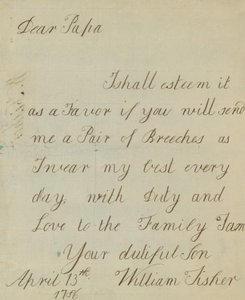 Lettre de William Fisher (autographe)