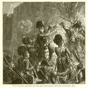 Le lieutenant-colonel Maitland et les 75e Highlanders attaquant Bhurtpore, 1805 - English School