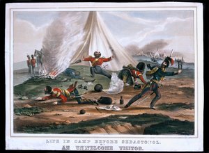 La vie en camp avant Sébastopol, n° 2 : Un visiteur indésirable, publié par Read and Company, 1854 - English School
