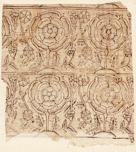 Papier de doublure avec motif de Rose Tudor, vers 1550