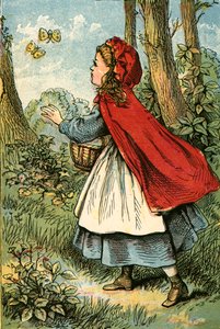 Le Petit Chaperon Rouge attrapant des papillons