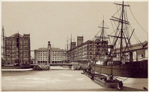 Liverpool : Dock de Waterloo et entrepôts de grains