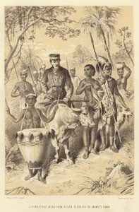 Livingstone affaibli par la fièvre escorté à la ville de Shinte - English School