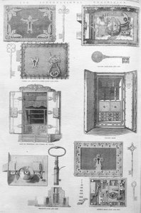 Serrures et coffres-forts exposés à la Grande Exposition de 1862, illustration de The Illustrated London News, 15 novembre 1862