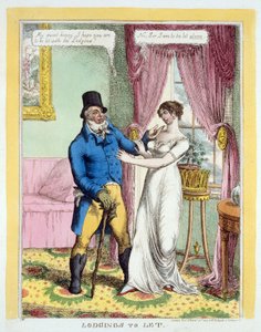 Logements à louer, pub. 1814 (gravure en couleur) - English School