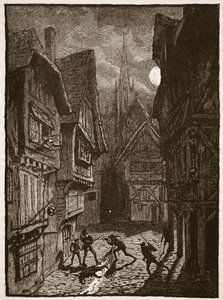 Lord Grey et ses partisans attaquant le comte de Southampton, illustration de Cassells Illustrated History of England - English School