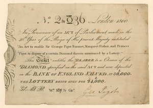 Loterie pour gagner un diamant, 1800 - English School