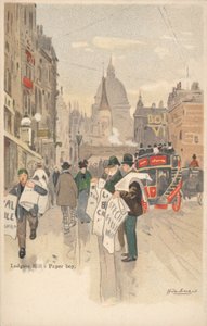 Ludgate Hill, Londres, vendeur de journaux