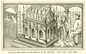 Lydgate agenouillé au sanctuaire de Saint Edmund - English School