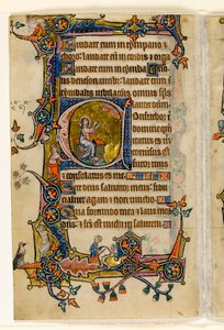 Isaïe priant, initiale historiée du Psautier de Macclesfield, Usage de Sarum, East Anglia, vers 1330 - English School