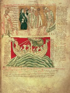 MS CCC 157 p.383 Les visions rêvées par le roi Henri Ier en Normandie en 1130, du Worcester Chronicle, c.1130-40 inséré c.1140 par John of Worcester dans la chronique commencée par Florence of Worcester (d.1118); l