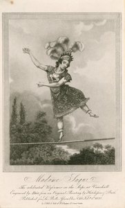 Madame Saqui, la célèbre funambule aux jardins de Vauxhall, Londres