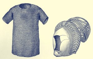 Mailcoat et casque en argent, avant 450 après J.-C., extrait de "A Short History of the English People" (Histoire brève du peuple anglais) - English School