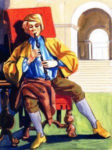 Homme jouant de la flûte à bec