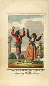 Homme et femme de Catalogne dansant le fandango