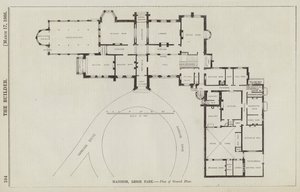 Manoir, Leigh Park, Plan du Rez-de-Chaussée (gravure)