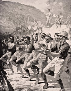 Des soldats maoris exécutent un Haka à Gaba Tepe sur la péninsule de Gallipoli en Turquie en 1915, de 