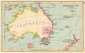 Carte : Australasie 1825 (lithographie couleur) - English School