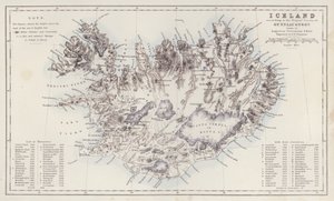 Carte : Islande, selon le Trigon Survey de Gunnlaugsson dessiné par Augustus Petermann - English School