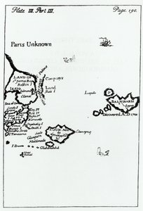 Carte de Les Voyages de Gulliver par Jonathan Swift (1667-1745)