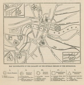 Carte des prisons de Londres