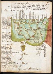 Carte de la Basse-Égypte, du carnet de Sir Walter Raleigh (1552-1618), vers 1606-08 - English School
