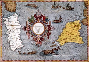Carte de la Sardaigne et de la Sicile, "Geographica" de Ptolémée