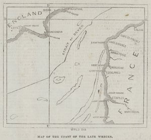 Carte de la côte des récents naufrages (gravure)